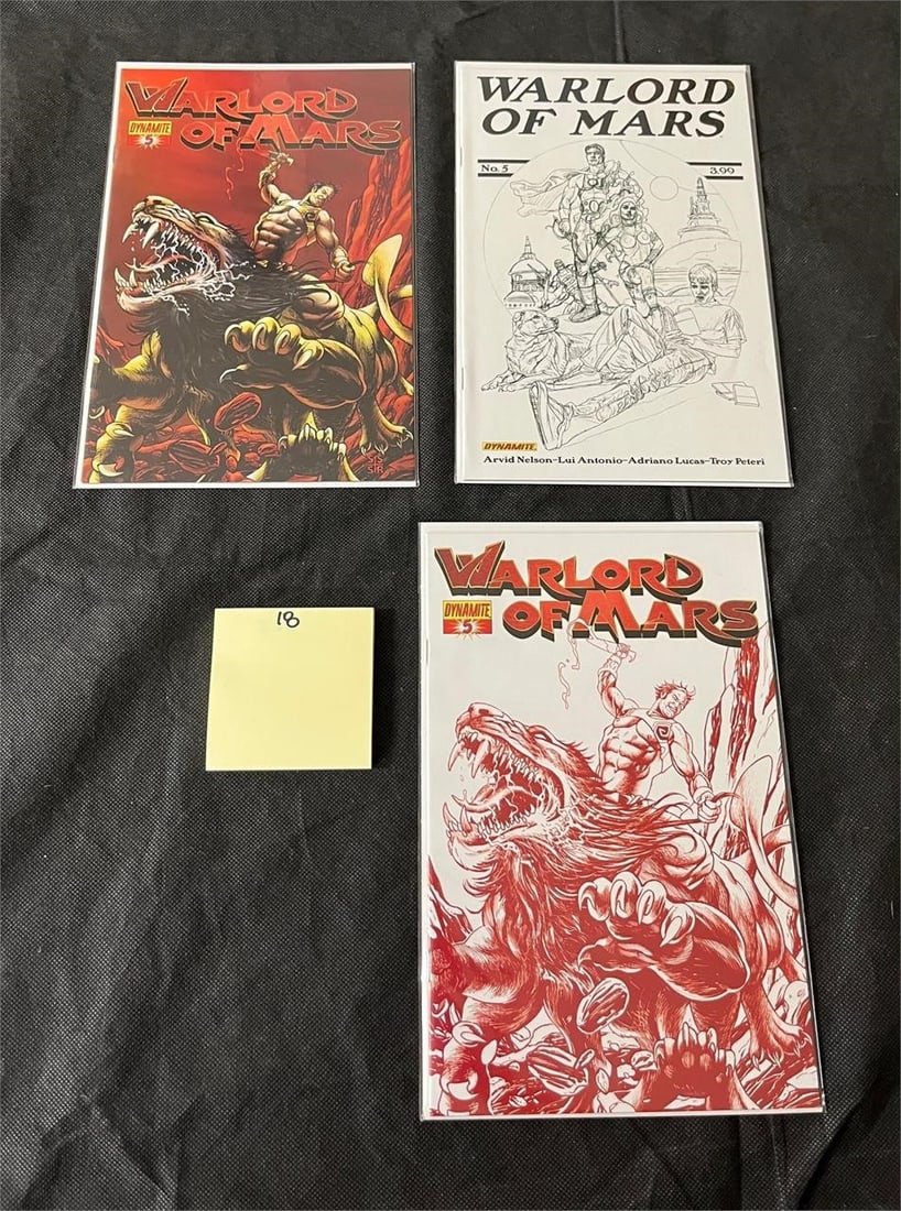 Warlord of Mars 5 1:15 & 1:10 RI Covers: Lot includes 1:10 and 1:15 retail incentive covers. We offer in person or virtual previews of auction lots up until the day before the auction. All items are sold as is. Please look at pictures carefu