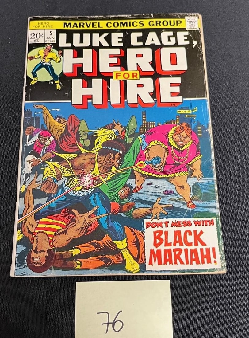 Hero for Hire 5 National Diamond Exchange Variant: 1st app Black Mariah. A national Diamond Exchange Insert variant (Before Mark Jeweler inserts began) We offer in person or virtual previews of auction lots up until the day before the auction. All ite