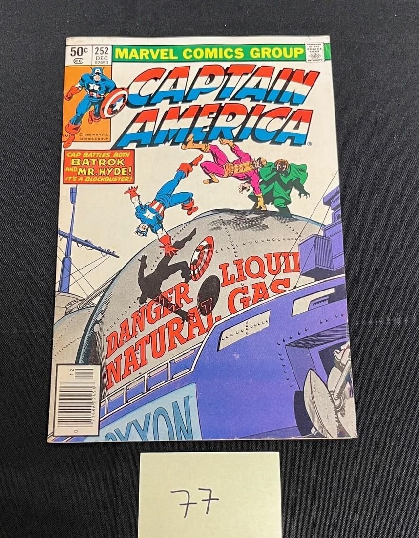 Captain America 252 Marvel Mark Jeweler Variant: We offer in person or virtual previews of auction lots up until the day before the auction. All items are sold as is. Please look at pictures carefully to determine what you believe are the condition