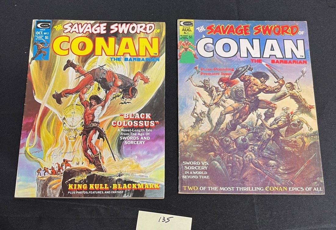 Savage Sword of Conan 1 & 2 Boris Covers!: We offer in person or virtual previews of auction lots up until the day before the auction. All items are sold as is. Please look at pictures carefully to determine what you believe are the condition 