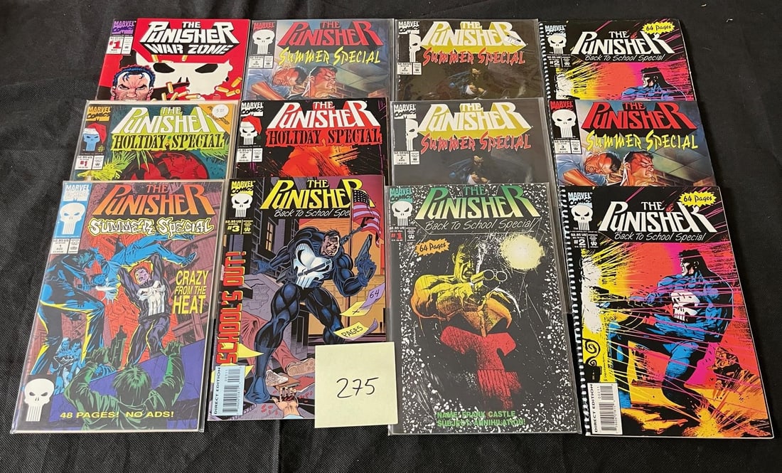 Punisher Holiday Special & War Zone #1 Issues: We offer in person or virtual previews of auction lots up until the day before the auction. All items are sold as is. Please look at pictures carefully to determine what you believe are the condition 
