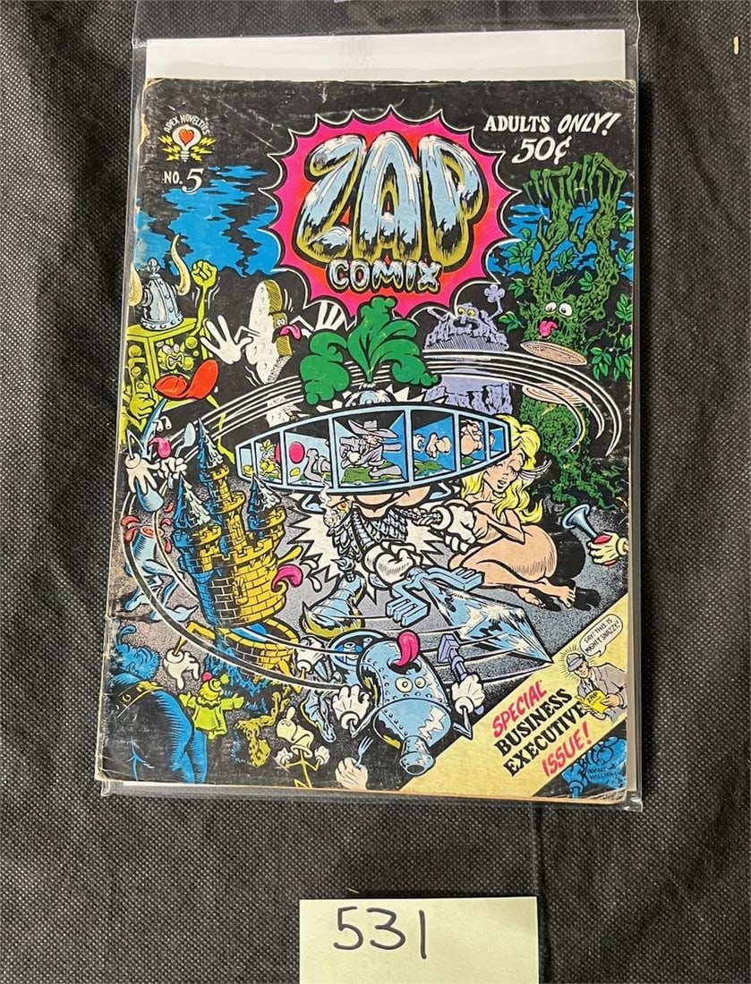 Zap Comix #5 1st Printing Robert Crumb +: We offer in person or virtual previews of auction lots up until the day before the auction. All items are sold as is. Please look at pictures carefully to determine what you believe are the condition