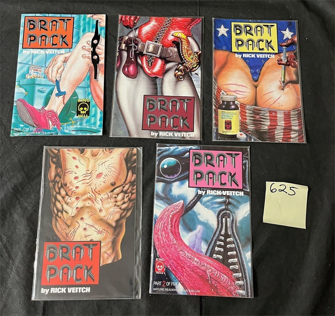 Brat Pack King Hell Comics 1-5 Full Run: We offer in person or virtual previews of auction lots up until the day before the auction. All items are sold as is. Please look at pictures carefully to determine what you believe are the condition 