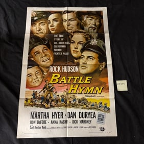 Battle Hymn Original 1957 One Sheet Movie Poster Staring Rock Hudson Dimensions 27x41