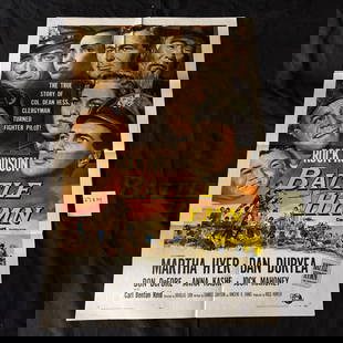 Battle Hymn Original 1957 One Sheet Movie Poster Staring Rock Hudson Dimensions 27x41: All items are sold as is. Please look at pictures carefully to determine what you believe are the condition of each lot. By choosing which card to use to register to bid, you authorize us to use the