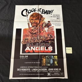 Black Angels Original 1970 One Sheet Movie Poster Poster is trimmed on bottom
