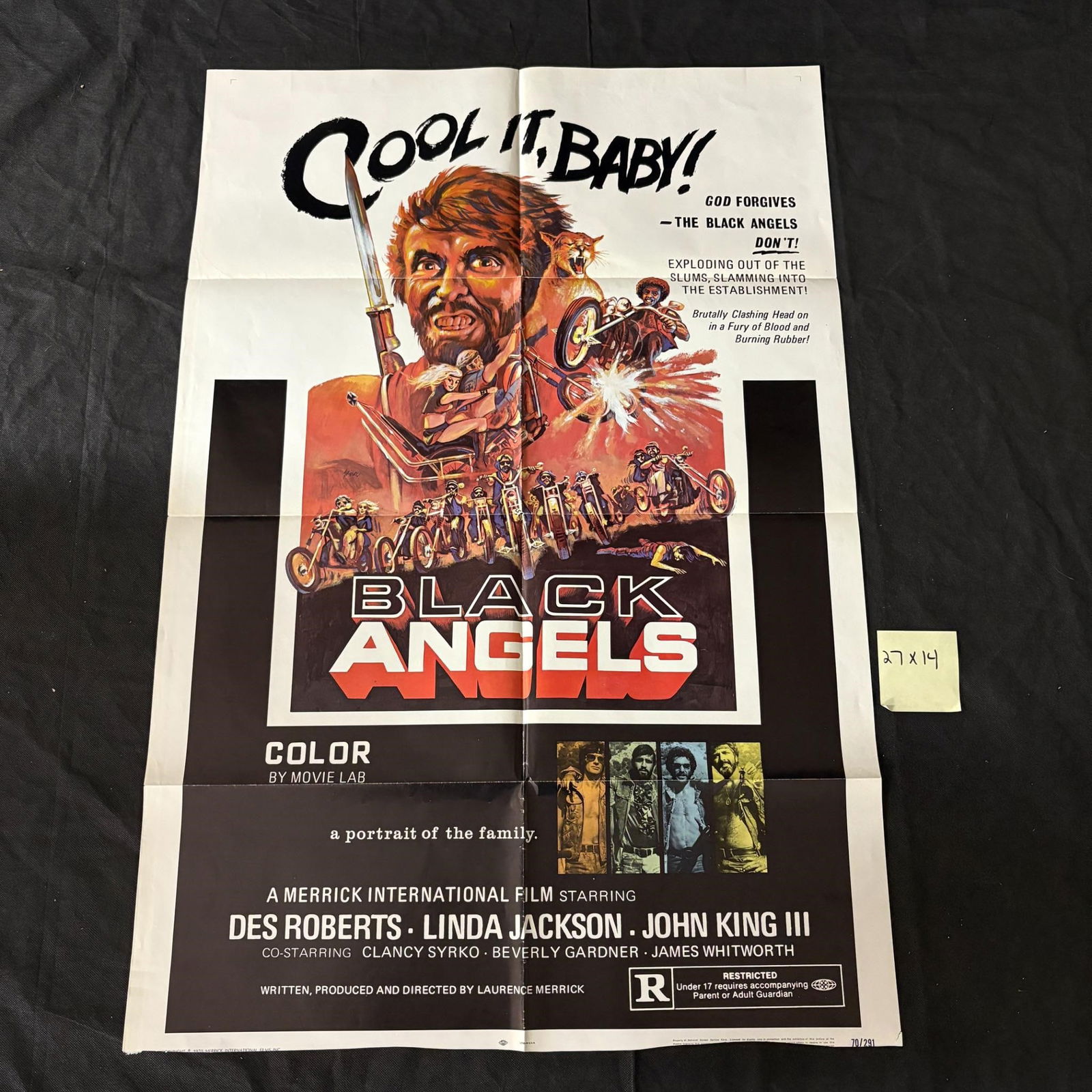 Black Angels Original 1970 One Sheet Movie Poster Poster is trimmed on bottom (1 of 4)