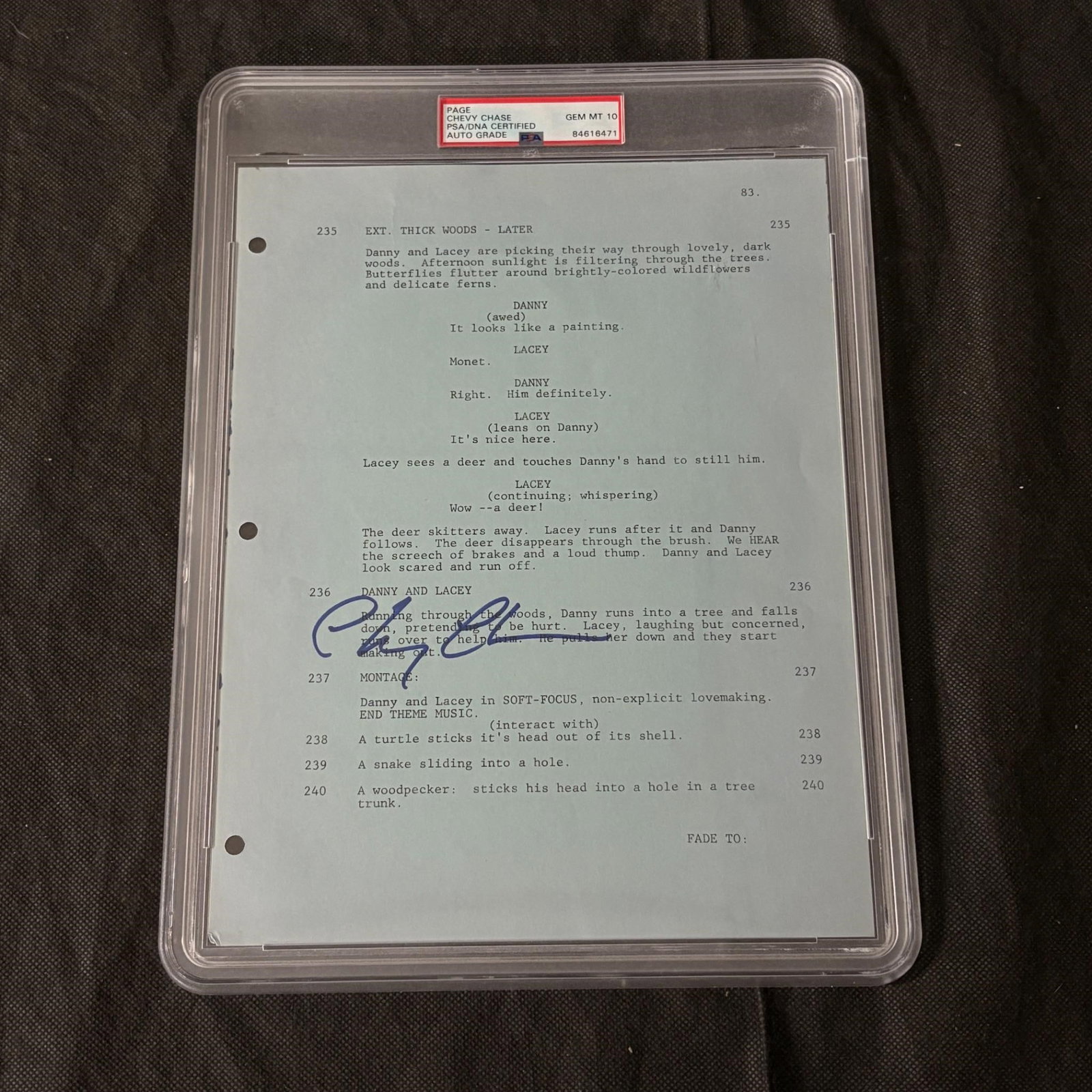 PSA 10 Chevy Chase Signed Caddyshack Script Page (1 of 4)