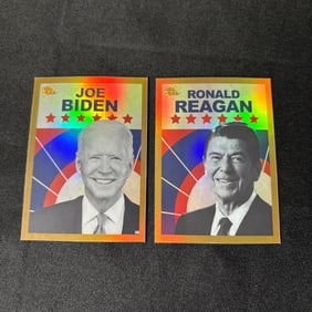 Biden, Reagan #/10 Gold Parallel Cards