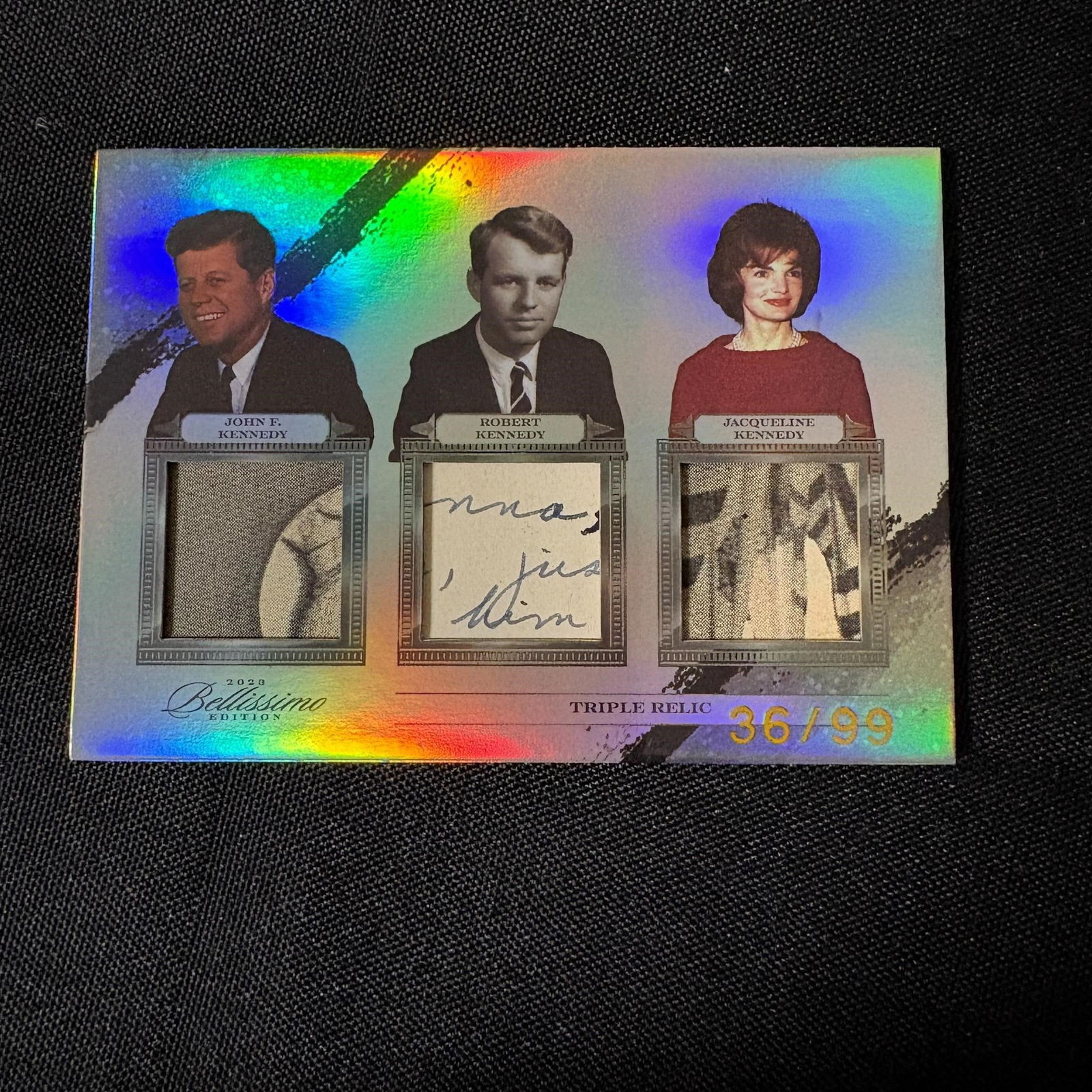 JFK, Robert Kennedy, Jackie Kennedy Relic Card /99 (1 of 2)