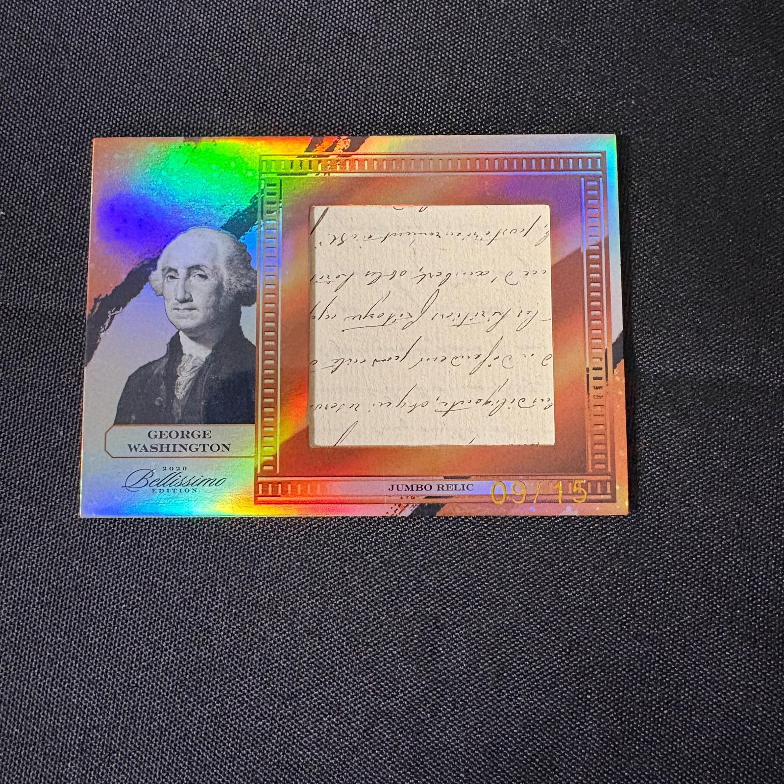 George Washington Relic Card #/15 Writing (1 of 2)