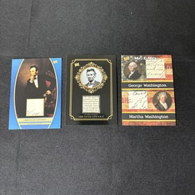 Lincoln, Washington Relic Cards, Writing