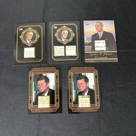US Presidents Relic Cards, JFK, FDR, LBJ