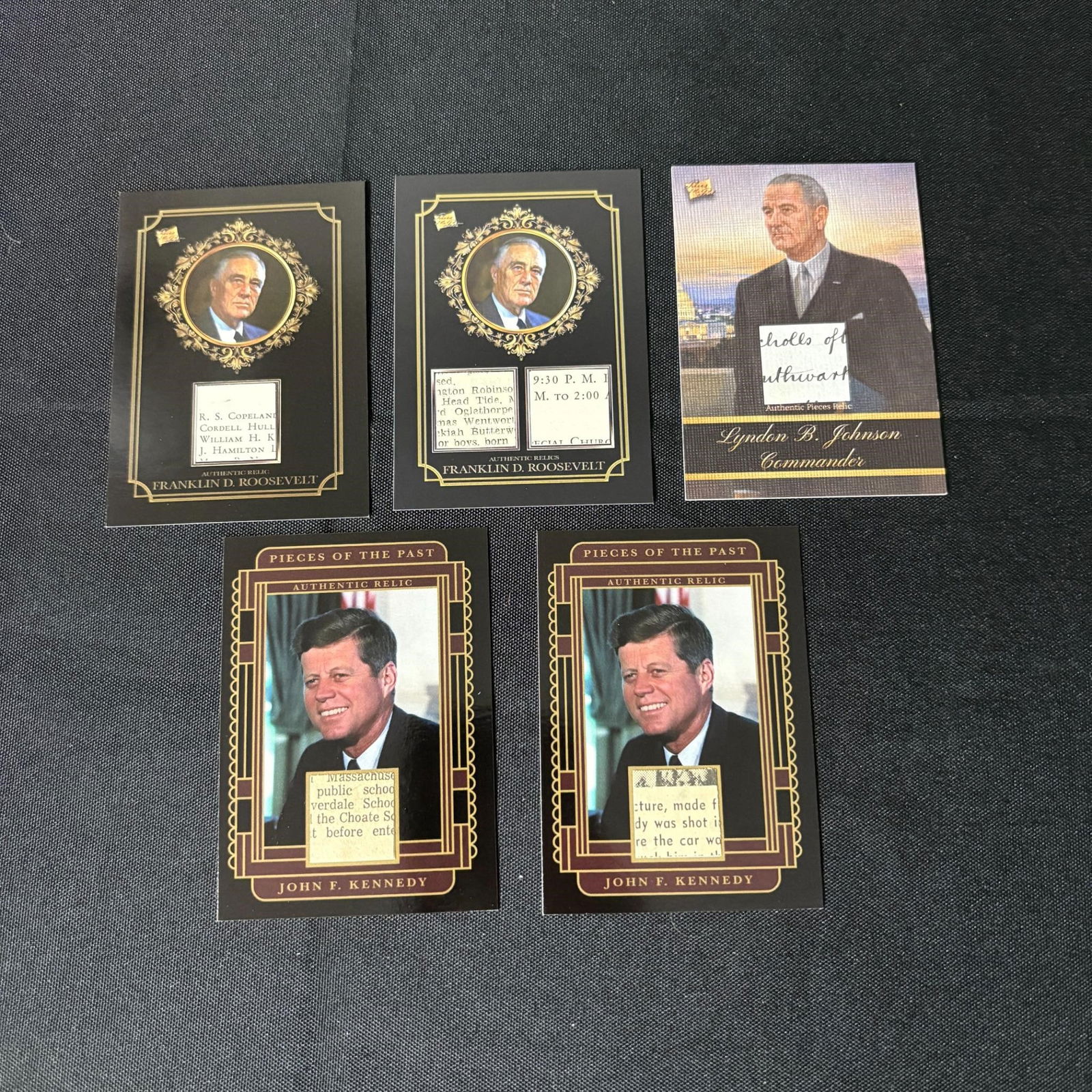 US Presidents Relic Cards, JFK, FDR, LBJ (1 of 2)