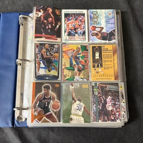 Binder Filled with Basketball Cards, Mendez Bros