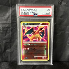 PSA 7 Charizard Rev Foil Secret Wonders