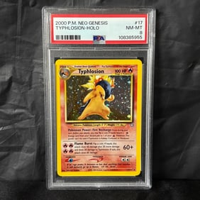 PSA 8 Typhlosion Holo Neo Genesis Swirl