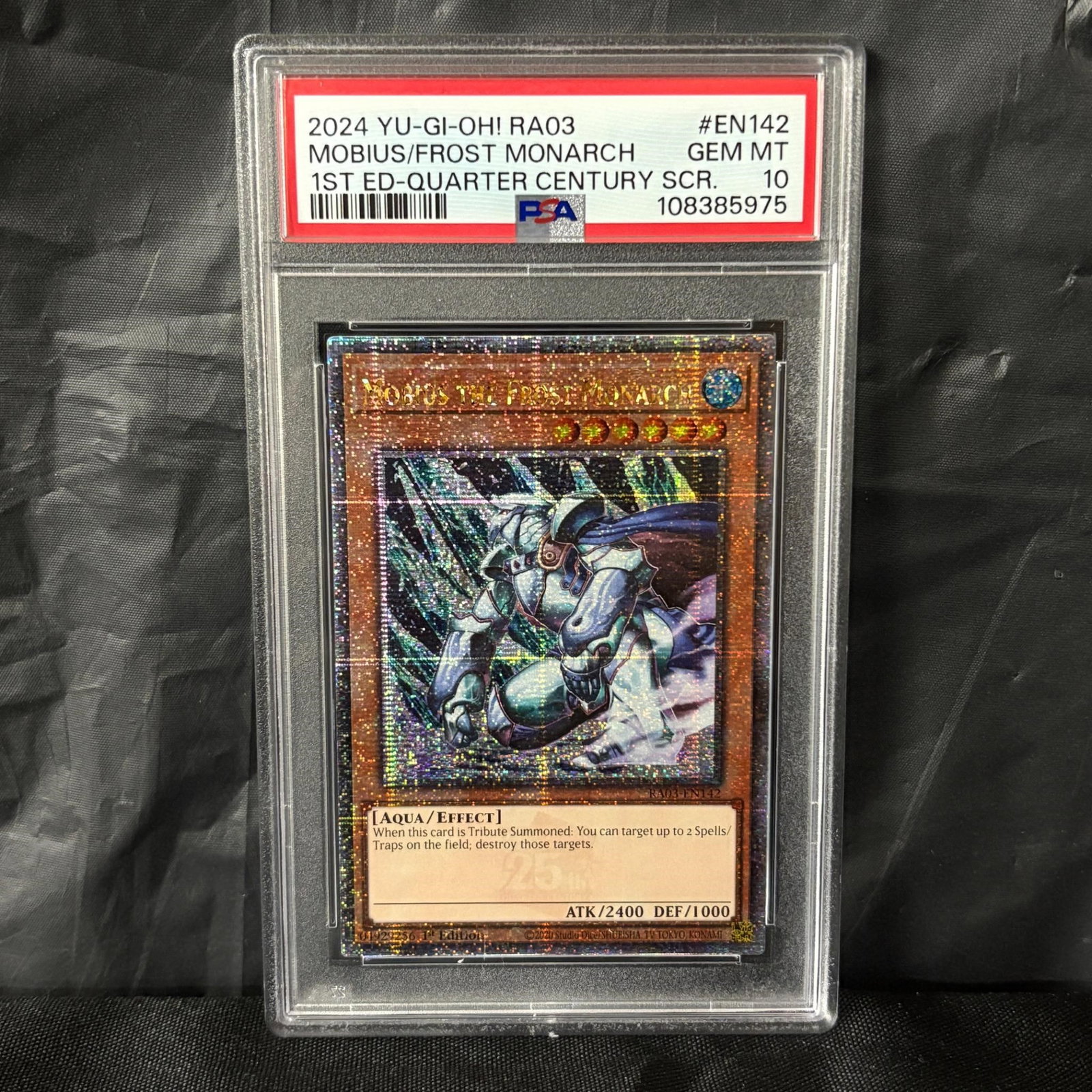 PSA 10 Mobius Frost Monarch Quarter Cent R: PSa 10 Mobius Frost Monarch RA03-EN142 1st Edition Quarter Century Rare Yu-Gi-Oh Card. All items are sold as is. Please look at pictures carefully to determine what you believe are the condition of ea