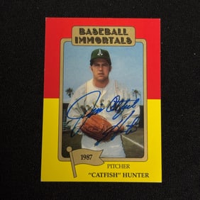 Catfish Hunter Signed Card SSPC HOF Card