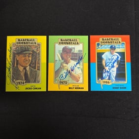 Conlan, Herman, Doerr Signed Baseball Cards
