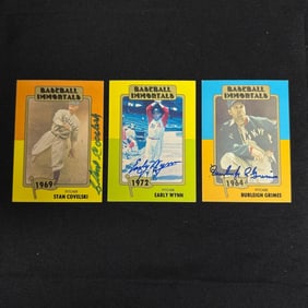 Covelski, Wynn, Grimes Signed Baseball Cards