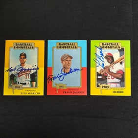 Aparicio, Jackson, Brock Signed Baseball Cards