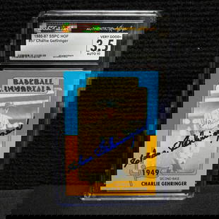 CGC/JSA Auto Graded 10 Charlie Gehringer Auto Card: CGC/JSA 3.5 Auto Graded 10 Charlie Gehringer Autographed SSPC Hall of Fame Baseball Card. All items are sold as is. Please look at pictures carefully to determine what you believe are the condition