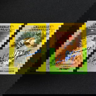 Sewell, Slaughter, Autographed Baseball Cards: This card came from the same set that the other JSA certified cards came from. As a result, we strongly believe the autographed card is authentic. SSPC Hall of Fame Baseball Cards Autographed by