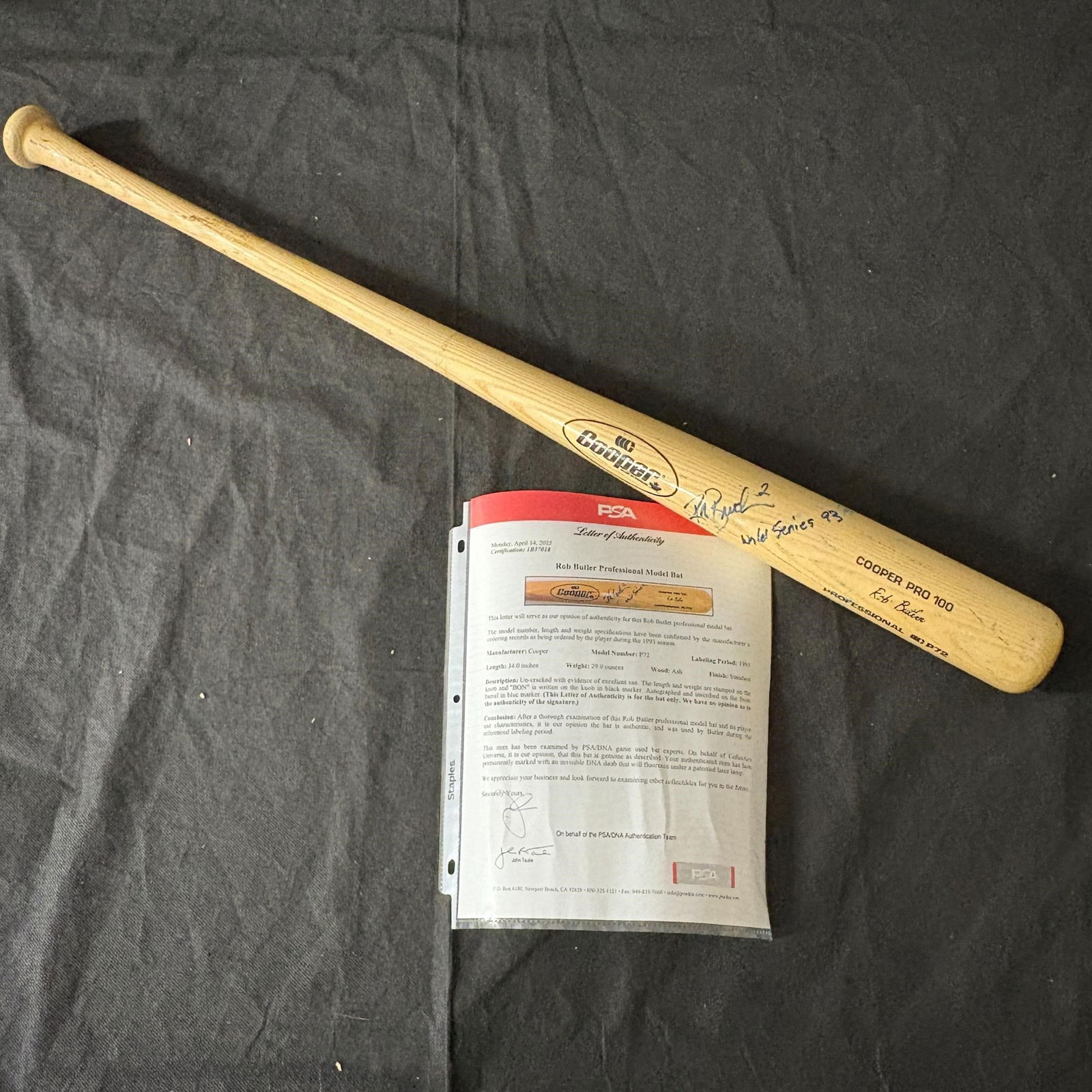 Rob Butler Auto Game Used Baseball Bat PSA/DNA (1 of 6)