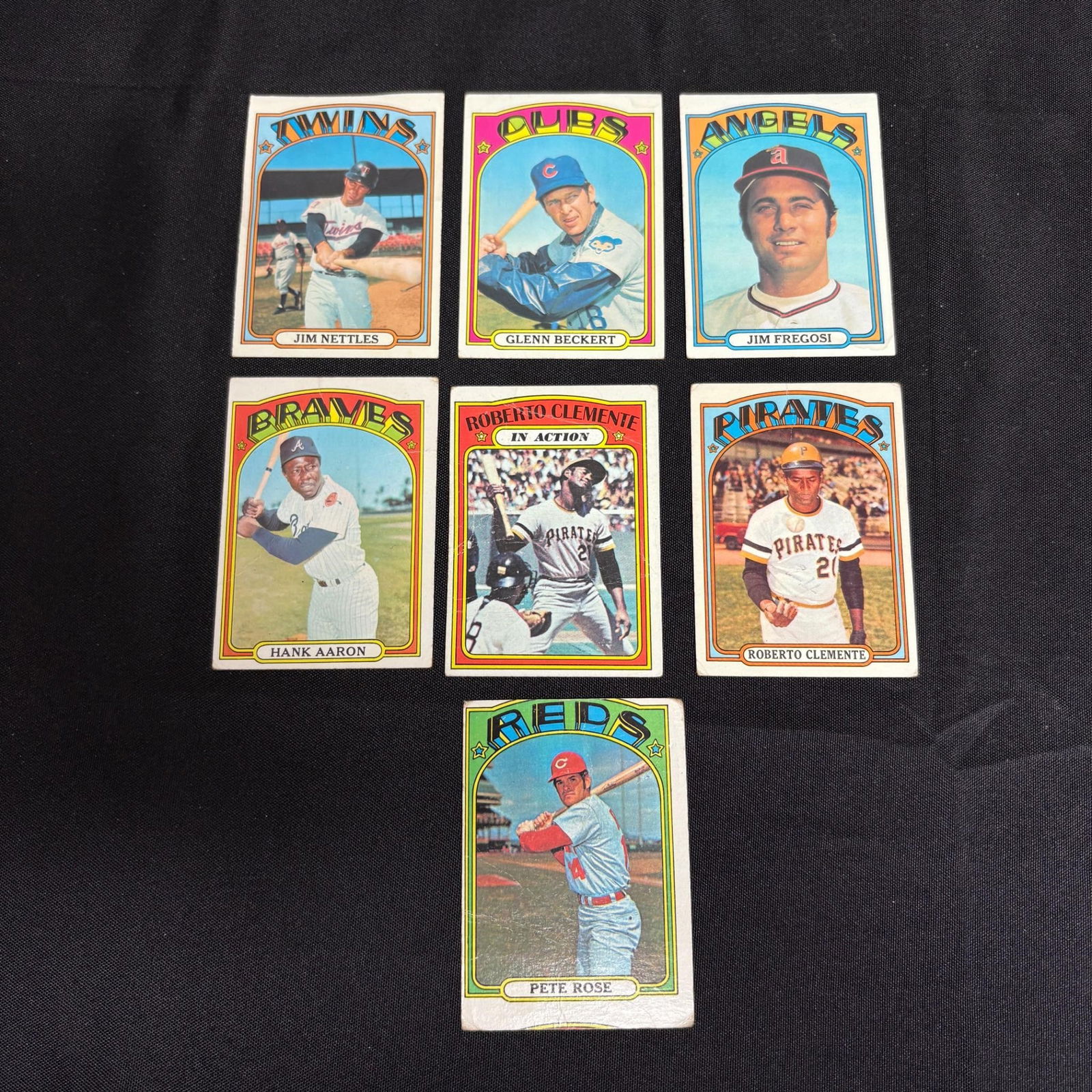1972 Topps Baseball Cards, Aaron, Rose, Clemente (1 of 2)