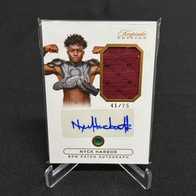 Nyck Harbor Gem Patch Auto Football Card #/75