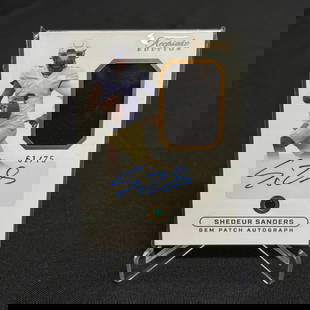 Shedeur Sanders Gem Patch Auto Football Card #/75: 2024 Keepsake Sports Edition Football Player Shedeur Sanders Gem Patch Auto Card #/75. This piece contains Colorado colors and is signed, a rookie year individually numbered autographed football card!