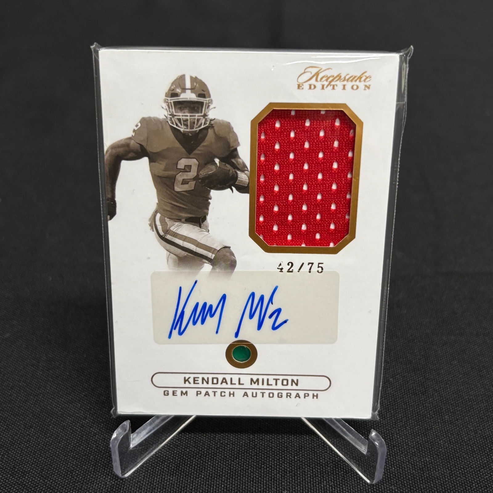 Kendall Milton Gem Patch Auto Football Card #/75 (1 of 2)