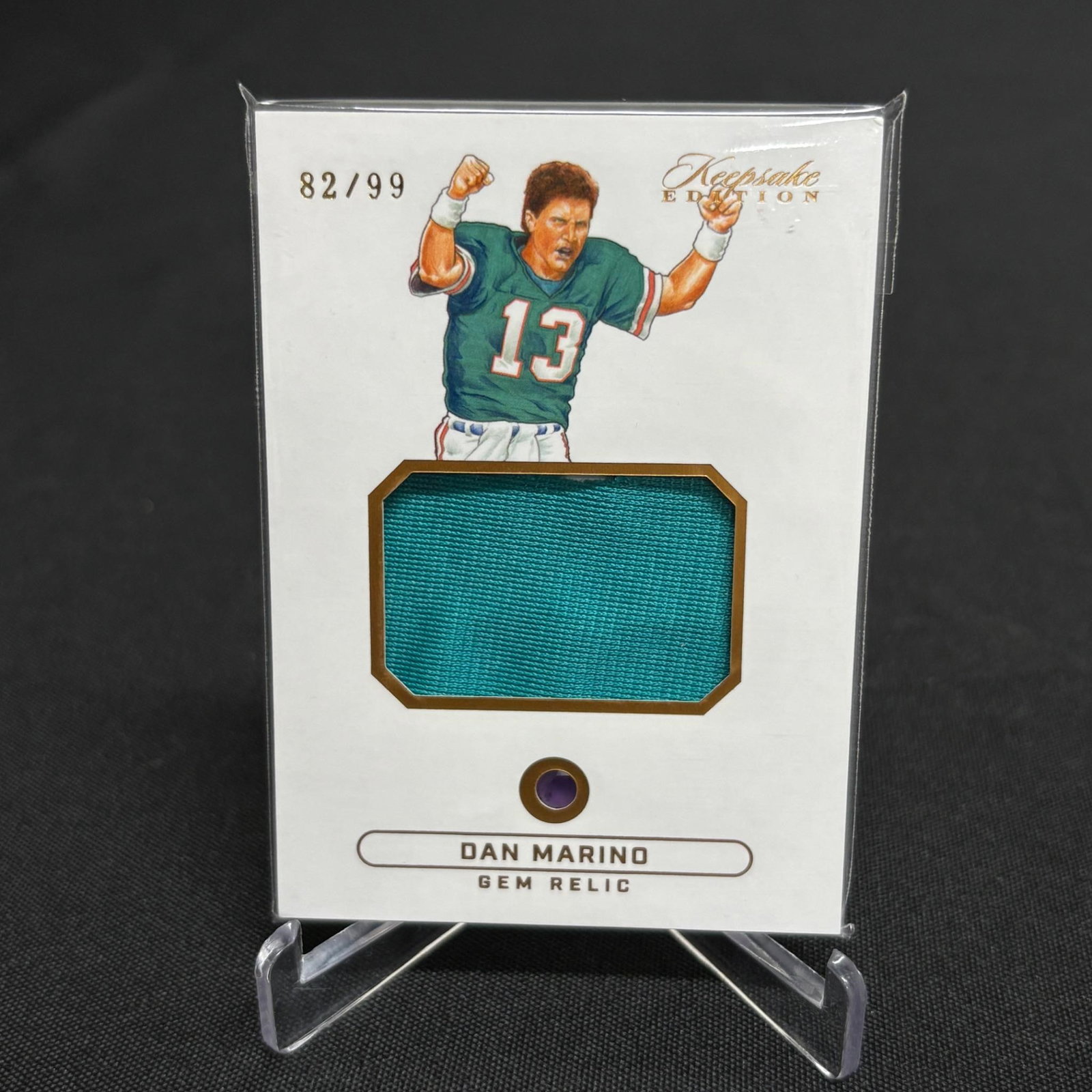Dan Marino Gem Relic Football Card #/99: 2024 Keepsake Sports Edition Football Player Dan Marino Gem Relic Card #/99. All items are sold as is. Please look at pictures carefully to determine what you believe are the condition of each lot. By