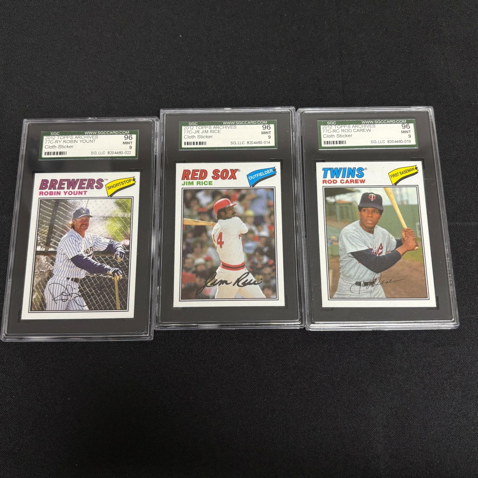 SGC 9 Robin Yount, Jim Rice, Rod Carew Cards (1 of 2)