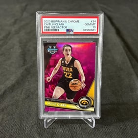 PSA 10 Caitlin Clark Pink Refractor 2023 Bowman U Chrome Basketball Card