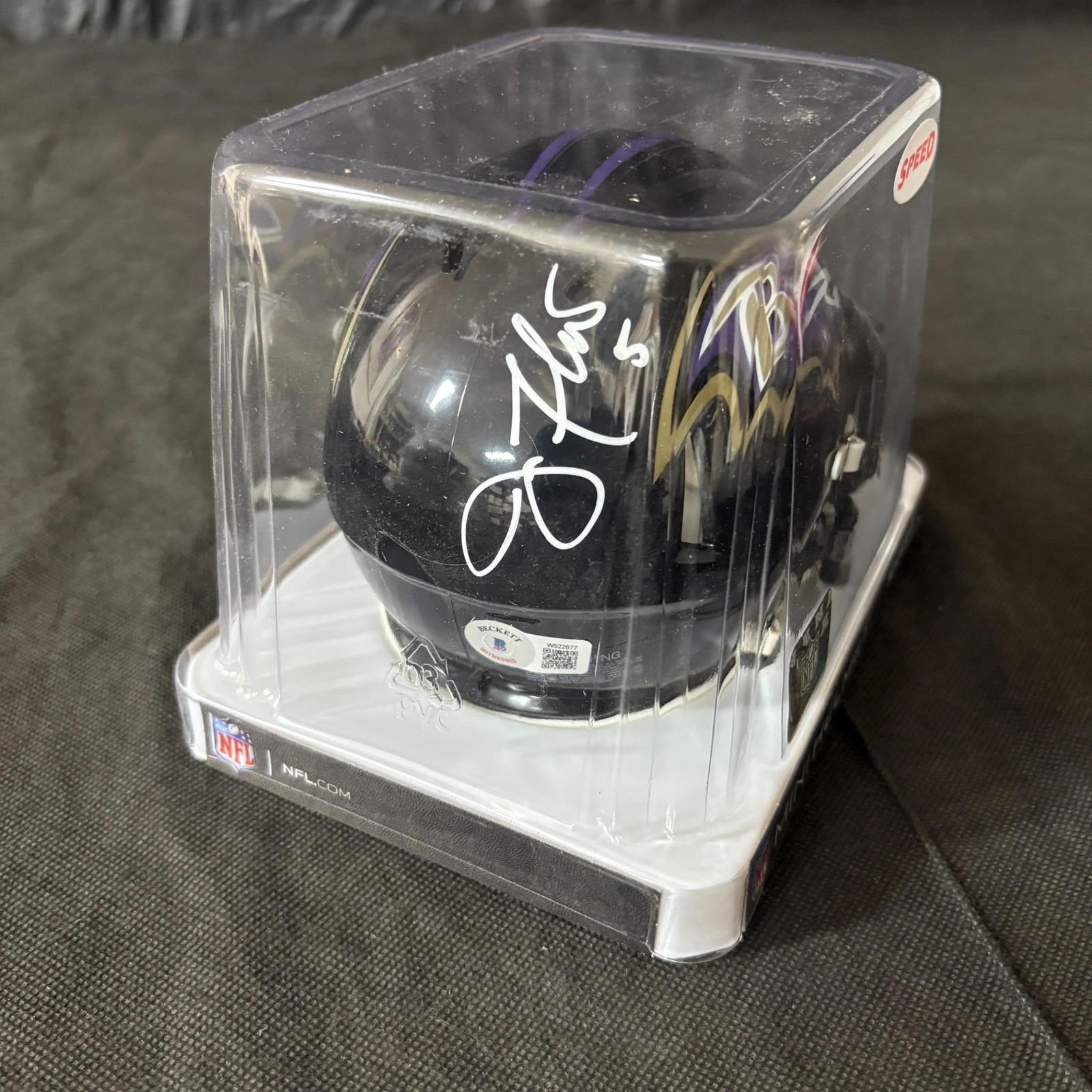 Joe Flacco Sig Mini Helmet, Beckett COA (1 of 4)