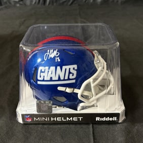 Giants Jalin Hyatt Sig Mini Helmet Beckett COA