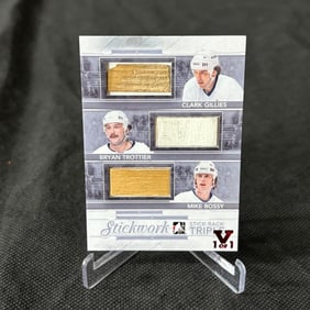 1/1 Game Used Stick Card, Gillies, Trottier, Bossy