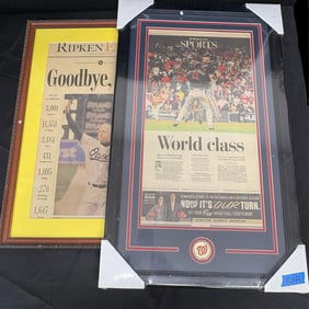 Framed Baseball Newspaper Articles, Ripken