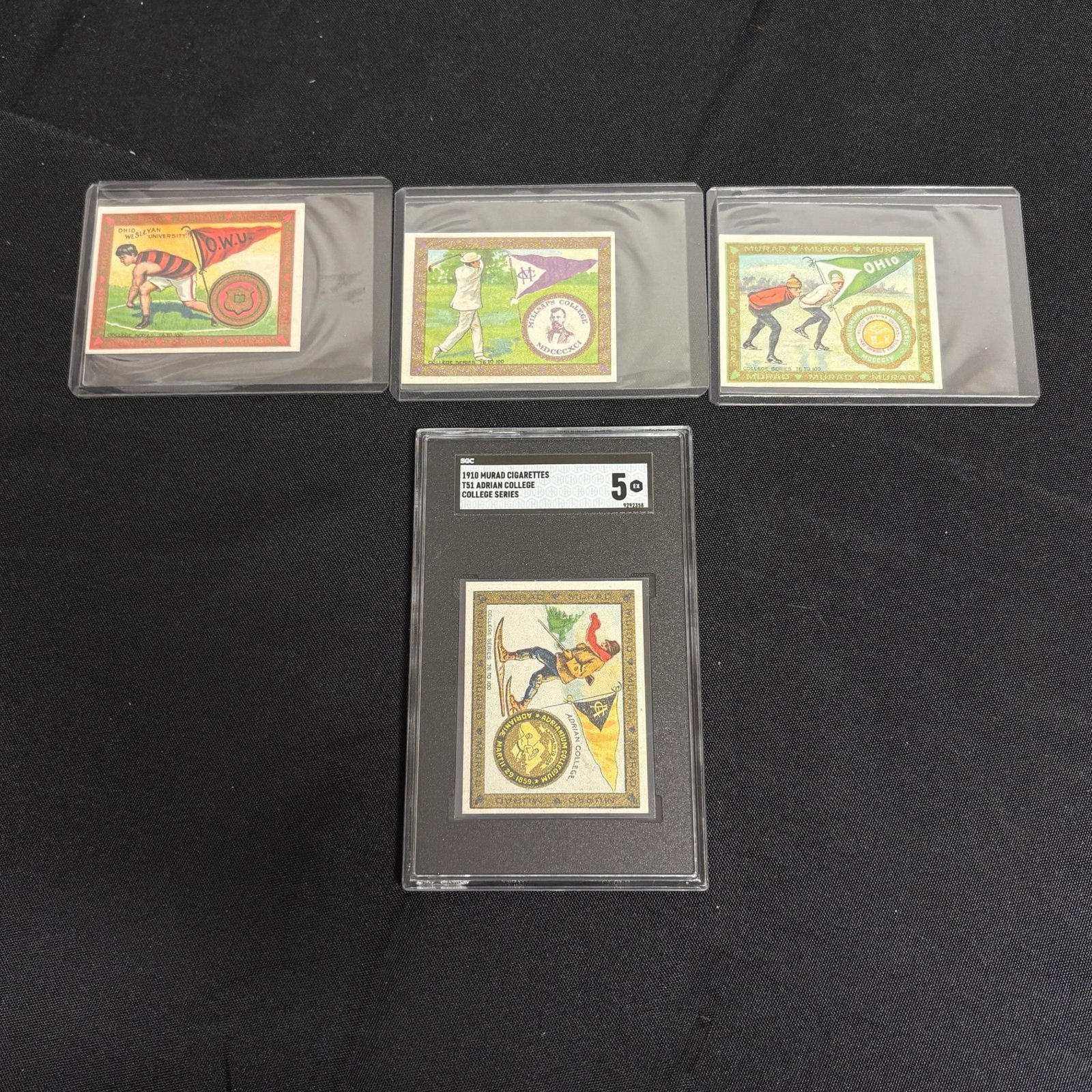 1910 Murad Cigarette Cards, SGC 5 Adrian College: All items are sold as is. Please look at pictures carefully to determine what you believe are the condition of each lot. By choosing which card to use to register to bid, you authorize us to use the c