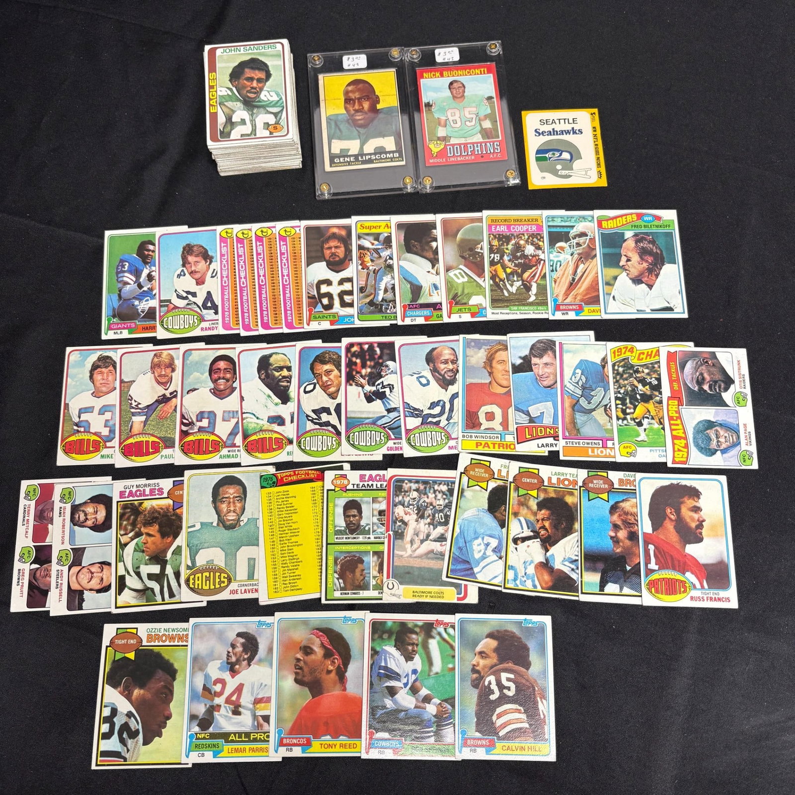 1970s and 80s Topps Football Card lot: All items are sold as is. Please look at pictures carefully to determine what you believe are the condition of each lot. By choosing which card to use to register to bid, you authorize us to use the c