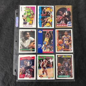 SHEET OF 9 HOF MAGIC JOHNSON CARDS