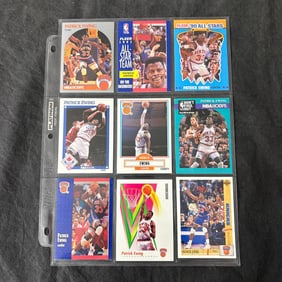 SHEET OF 9 HOF PATRICK EWING CARDS