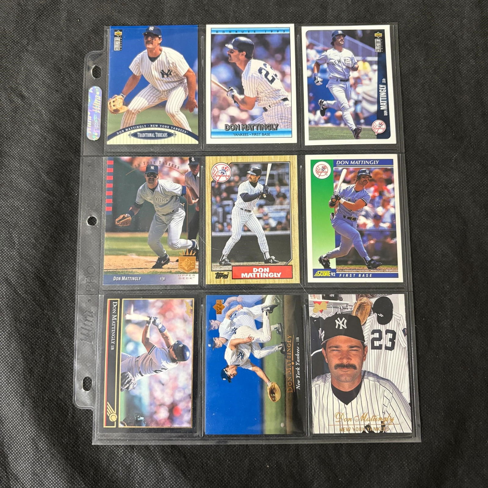 SHEET OF 9 DON MATTINGLY CARDS (1 of 2)