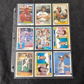 SHEET OF 9 HOF JIM PALMER CARDS