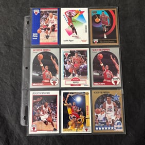SHEET OF 9 HOF SCOTTIE PIPPEN CARDS