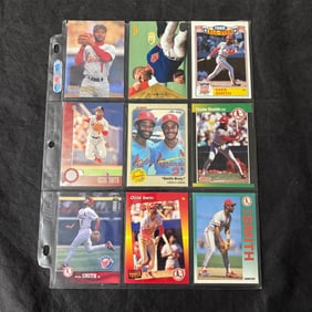 SHEET OF 9 HOF OZZIE SMITH CARDS