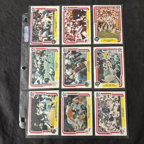 SHEET OF 9 1980 FLEER FOOTBALL CARDS