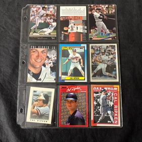SHEET OF 9 HOF CAL RIPKEN CARDS